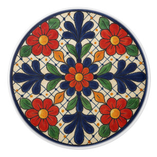 Bouton De Porte En Céramique Talavera mexicain traditionnel Fleur Ceramic Knob