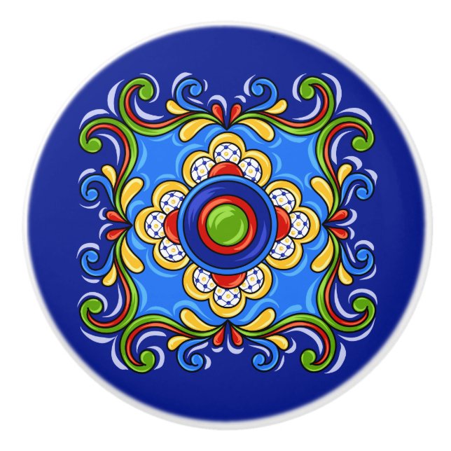 Bouton De Porte En Céramique Talavera Tile Version 3 Ceramic Drawer Knower (Devant)