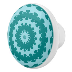 Bouton De Porte En Céramique Tangara Turquoise et Bleu Sarcelle Croissant de Lu