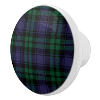 Bouton De Porte En Céramique Tartan Black Watch, Plaid