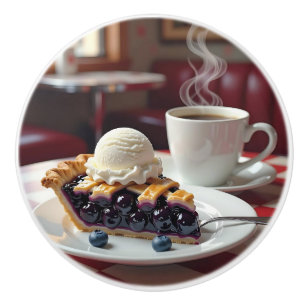 Bouton De Porte En Céramique Tarte aux myrtilles, glace et café