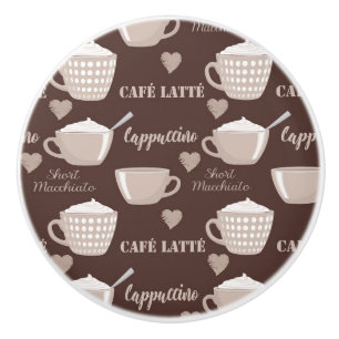 Bouton De Porte En Céramique Tasse de café Amoureux Cappuccino Machiatto Cœur