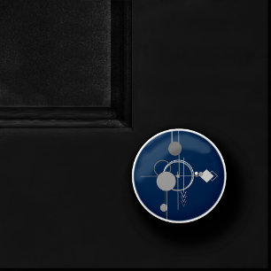 Bouton De Porte En Céramique Tattoos Line Art   Marine Abstraite bleu gris fonc