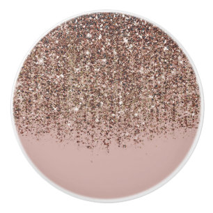Bouton De Porte En Céramique Taupe Blush Rose Bronze Or Glitter Glam