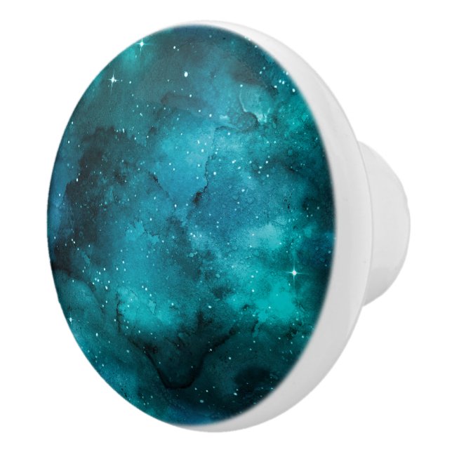 Bouton De Porte En Céramique Teal Galaxy Series 7 (Droite)