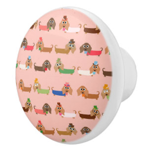 Bouton De Porte En Céramique Teckels drôles