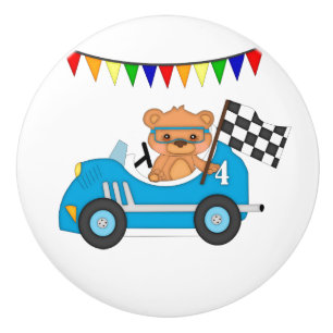 Bouton De Porte En Céramique Teddy Bear Race Kids