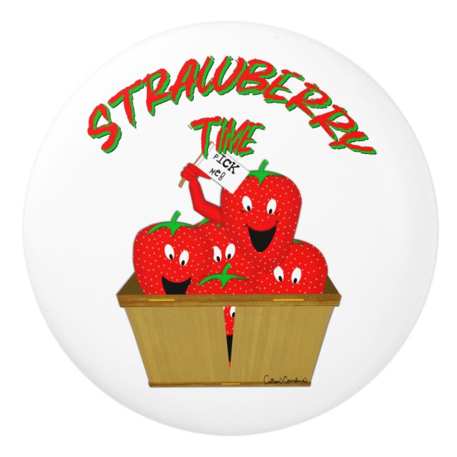 Bouton De Porte En Céramique Temps de la fraise ! (Devant)