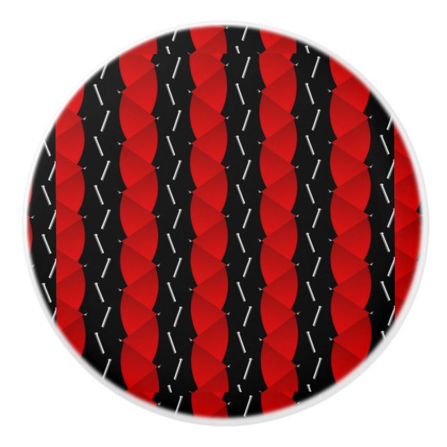 Bouton De Porte En Céramique tendance motif noire rouge (Devant)