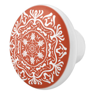 Bouton De Porte En Céramique Terracotta Mandala