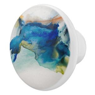 Bouton De Porte En Céramique Terrain abstrait - bleu