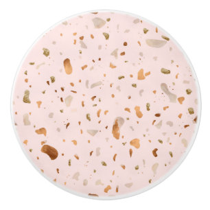 Bouton De Porte En Céramique Terrazzo Rosée Et Rosée Avec Des Zones En Cuivre