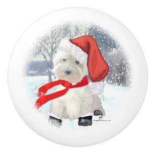 Bouton De Porte En Céramique Terrier Blanc de West Highland