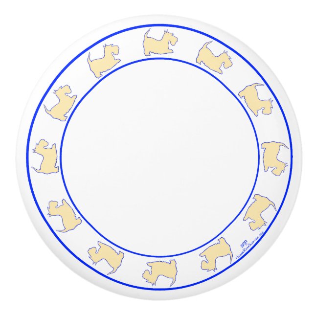 Bouton De Porte En Céramique Terriers écossais (Devant)