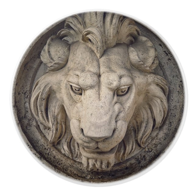 Bouton De Porte En Céramique Tête de lion (Devant)
