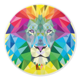 Bouton De Porte En Céramique Tête de lion géométrique