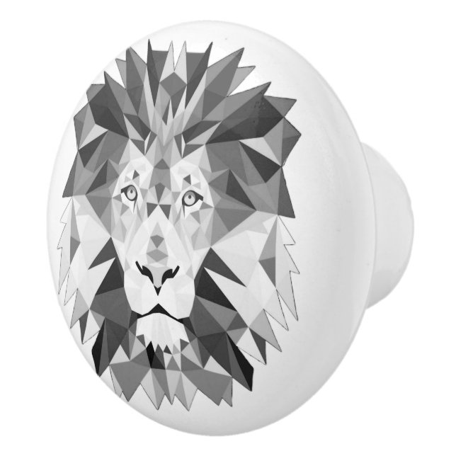 Bouton De Porte En Céramique Tête de lion géométrique cool (Droite)