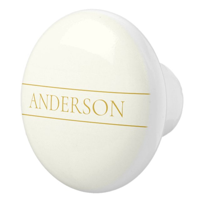 Bouton De Porte En Céramique Texte personnalisable simple et élégant | Or blanc (Droite)