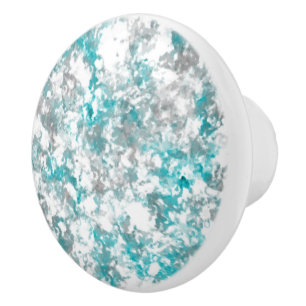 Bouton De Porte En Céramique texture gris turquoise et marbre blanc