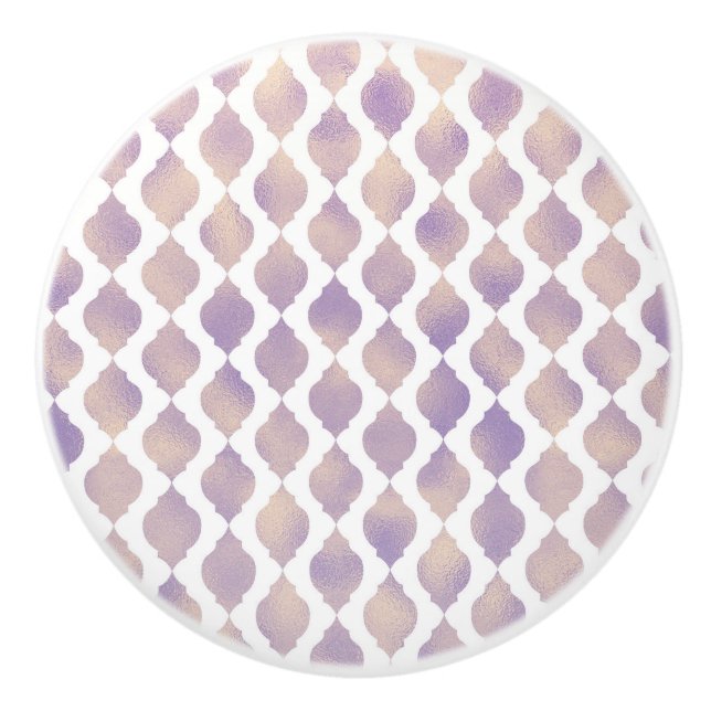 Bouton De Porte En Céramique Thème indien glam arabe marocain or pourpre (Devant)