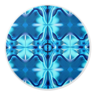 Bouton De Porte En Céramique Tie Dye Motif en Indigo et Ice Blue