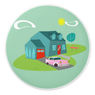 Bouton De Porte En Céramique Tige en céramique de la maison de banlieue rétro