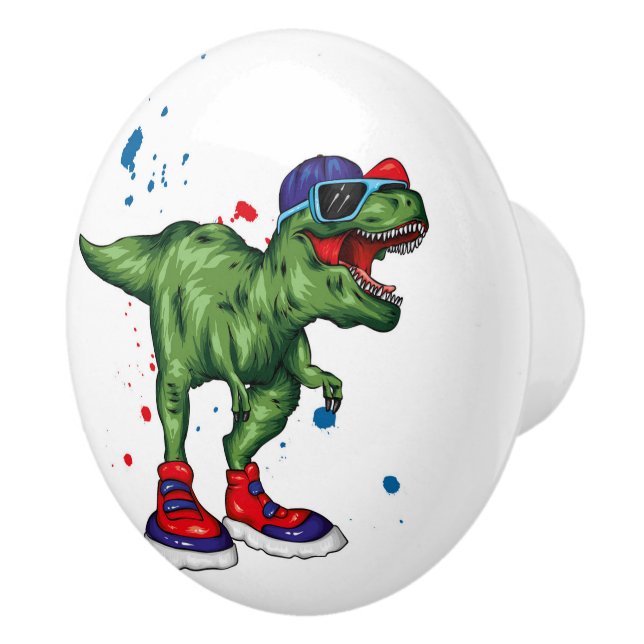 Bouton De Porte En Céramique Tige en céramique Dinosaures (Droite)