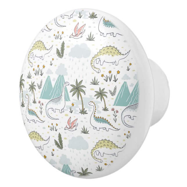 Bouton De Porte En Céramique Tige en céramique Dinosaures (Droite)