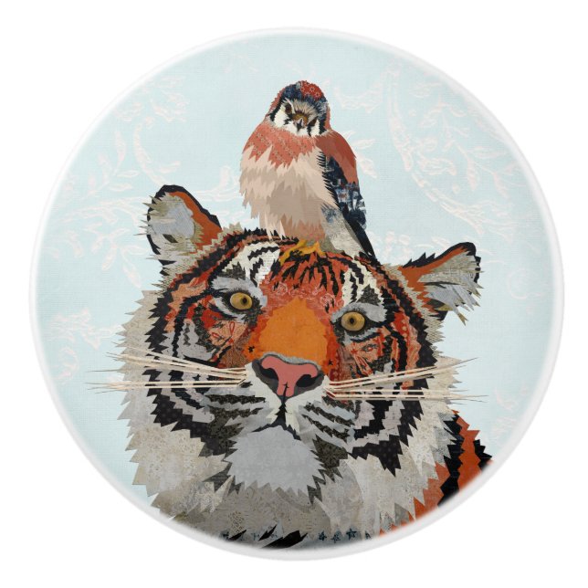 BOUTON DE PORTE EN CÉRAMIQUE TIGER ET HAWK (Devant)