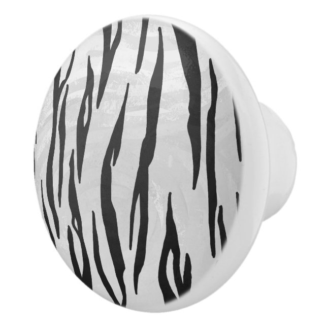 Bouton De Porte En Céramique Tiger noir et blanc (Droite)