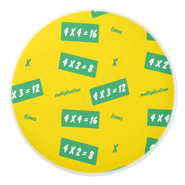 Bouton De Porte En Céramique Times four yellow learning (Devant)
