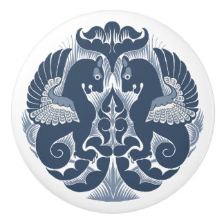 Bouton De Porte En Céramique Tirage céramique Blue Griffins de William De Morga