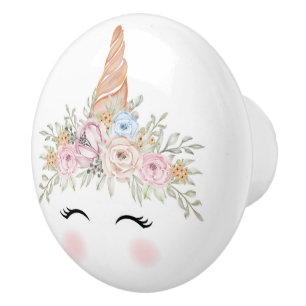 Bouton De Porte En Céramique Tirage en céramique à visage Unicorne
