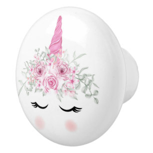 Bouton De Porte En Céramique Tirage en céramique à visage Unicorne