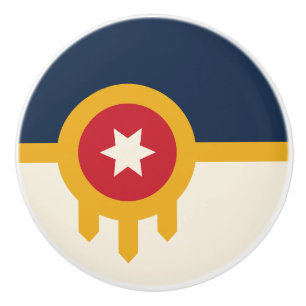 Bouton De Porte En Céramique Tirage en céramique avec le drapeau de Tulsa, Okla