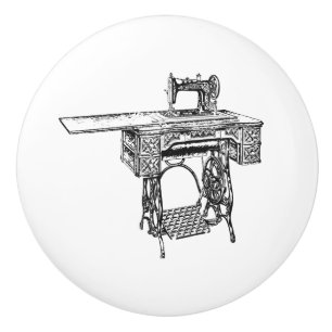 Bouton De Porte En Céramique Tirage en céramique - Thème de couture Vintage,