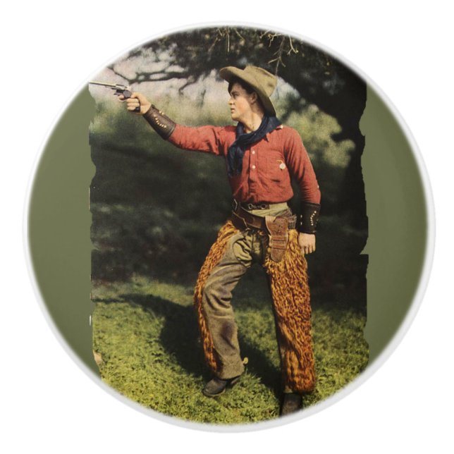 Bouton De Porte En Céramique Tiroir à gunslinger américain (Devant)