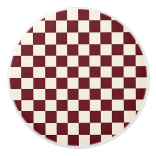 Bouton De Porte En Céramique Tiroir en céramique à carreaux rouges et beige