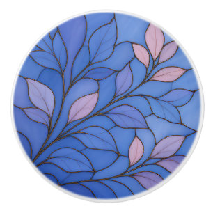 Bouton De Porte En Céramique Tiroir en céramique à feuille rose bleue moderne