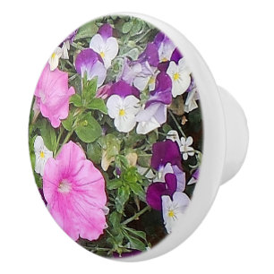Bouton De Porte En Céramique Tiroir Fleurs en verre Tirage