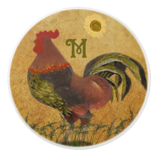 Bouton De Porte En Céramique Tiroir Monogramme à coq de pays fier