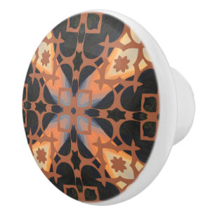 Bouton De Porte En Céramique Tiroir Motif Rétro Tan