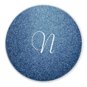 Bouton De Porte En Céramique Tiroir personnalisé sur mesure aspect jean en deni