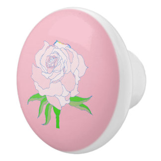 Bouton De Porte En Céramique Tiroir - Rose Blossom