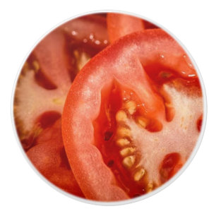 BOUTON DE PORTE EN CÉRAMIQUE TOMATES À LA CHERRE ÉCLAIRÉE, KNOB CÉRAMIQUE