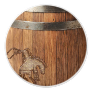 Bouton De Porte En Céramique Tonneau en bois de rodéo western cow-boy de campag