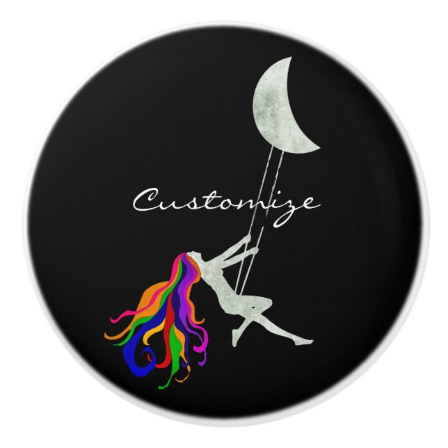 Bouton De Porte En Céramique Tonnerre à tête rouge pivotante Lune (Devant)