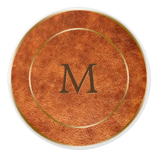 Bouton De Porte En Céramique Tons Brown cuir vintage