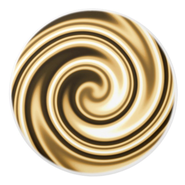 Bouton De Porte En Céramique Tons dorés Spirale en douceur flou (Devant)