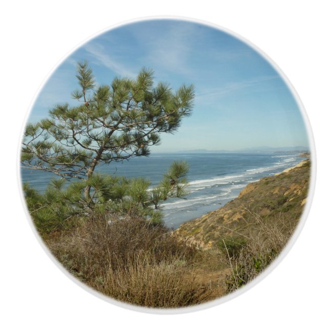 Bouton De Porte En Céramique Torrey Pine and California Coastline Landscape (Devant)